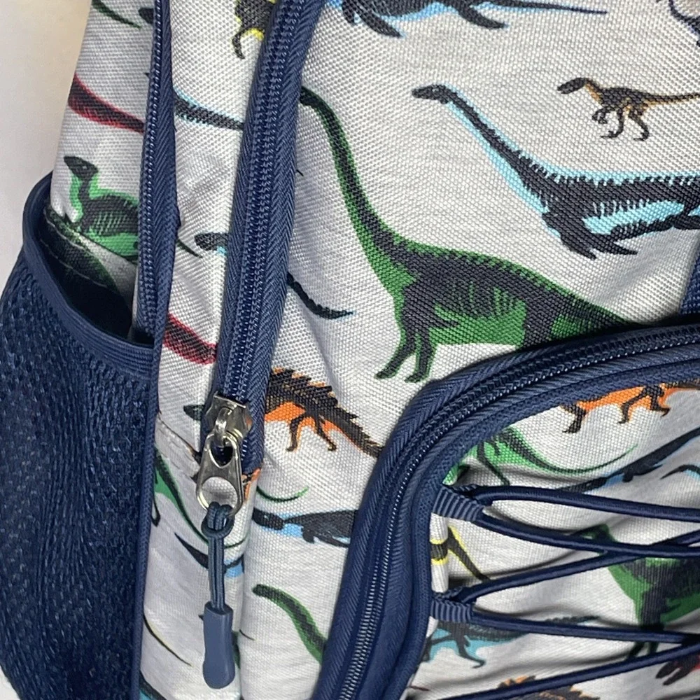 Tommy Bahama Kids Backpack Bag Navy Blue/Grey Colorful Dinosaurs 4 Zip‎ Pockets